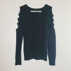 A.Byer Sweater Lightweight Women's Medium Black Long Sleeves Cutouts Casual Easy
